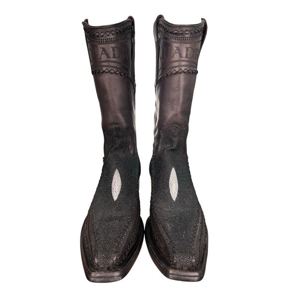Cuadra Men’s Stingray Black Leather Square Toe Cowboy Boot Size US 10 D main image 6